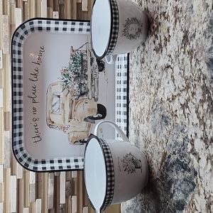 3 Piece Buffalo Check serving set Decor